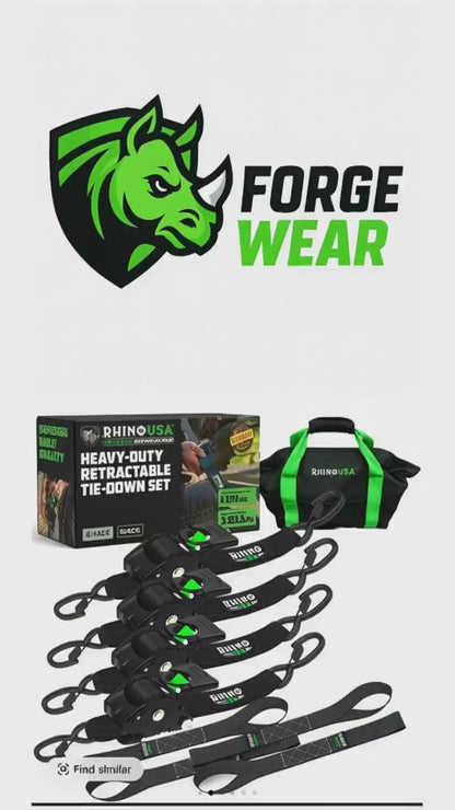 Retractable Ratchet Straps (4-Pack) - 1 Inch x 10 Feet (1,209lb Break Strength) - Heavy Duty Auto Self Retracting Tie Down